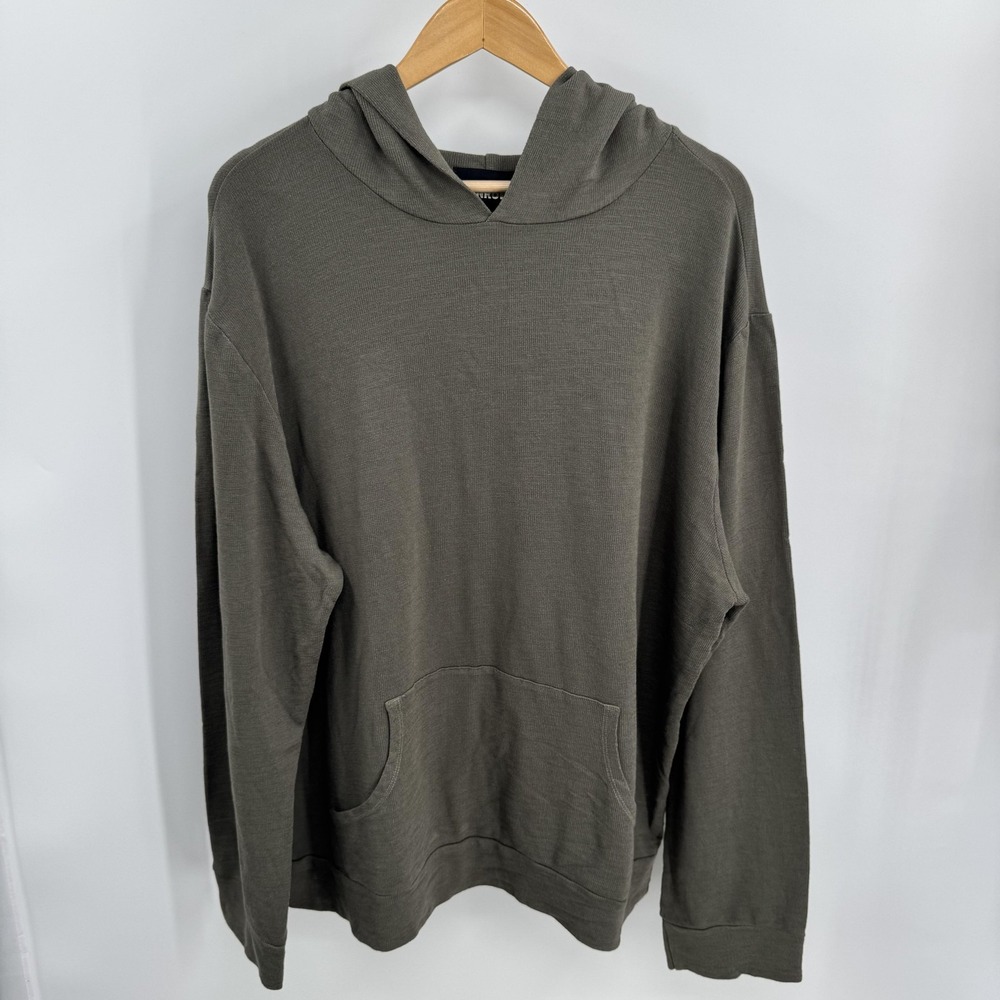Monrow Mens Hoodie XXL Olive Green Rayon Blend Lightweight Soft Minimalist